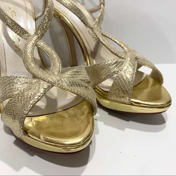 Caparros Gold Reptile Strappy Heeled Sandal - Picture 3 of 9